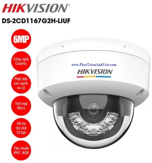 Camera IP 6MP bán cầu HIKVISION DS-2CD1167G2H-LIUF