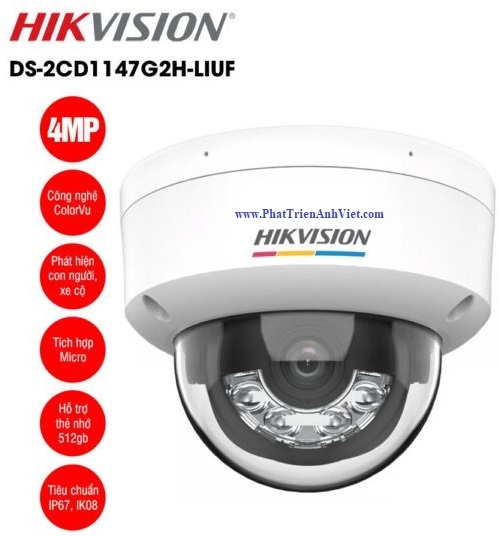 Camera IP Dome ColorVu 4.0 Megapixel HIKVISION DS-2CD1147G2H-LIUF