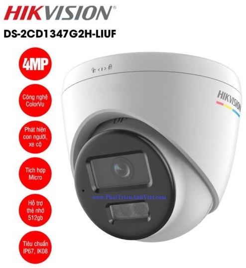 Camera IP Dome ColorVu 4.0 Megapixel HIKVISION DS-2CD1347G2H-LIUF