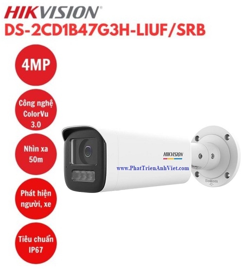 Camera IP thân trụ 4MP Hikvision DS-2CD1B47G3H-LIUF/SRB