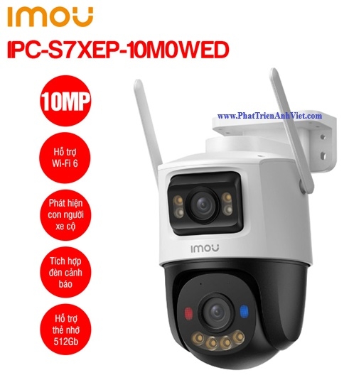 Camera Wifi 2 Ống Kính Quay Quét IMOU IPC-S7XEP-10M0WED 10MP IP66 Wi-Fi 6 Full Color