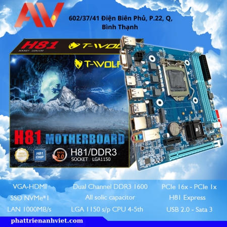 Mainboard T-WOLF H81 Tích hợp M2. NvME