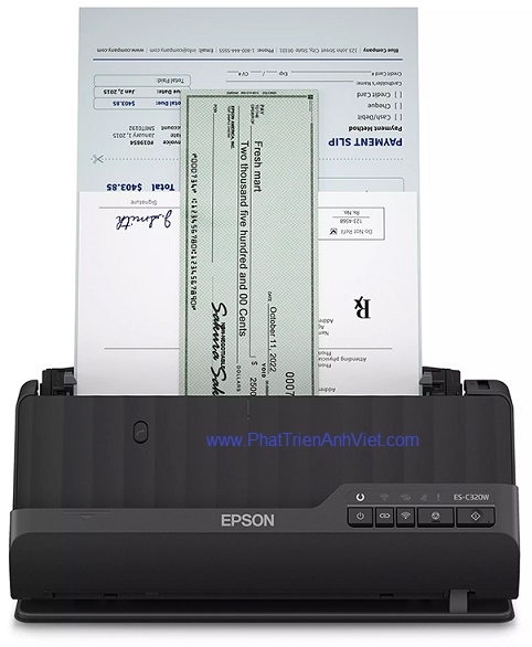 Máy quét tài liệu 2 mặt khổ A4 scan Epson ES-C320W (Scan đảo mặt| A4| A5| USB| WIFI)