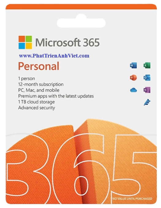 Microsoft Office 365 Personal QQ2-00983 12 Tháng | 1 Người, 5 Thiết Bị, 1TB OneDrive Chính Hãng Word, Excel, PowerPoint, 1TB OneDrive