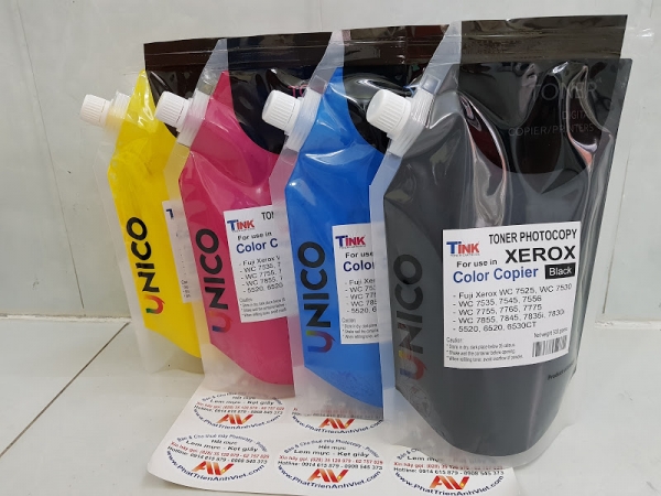 Unico mực màu Đen Black nạp photocopy Fuji Xerox màu Tink C3370 WC 7525 7530 7535 7545 7556 7830i 7835i 7845 7855-USA