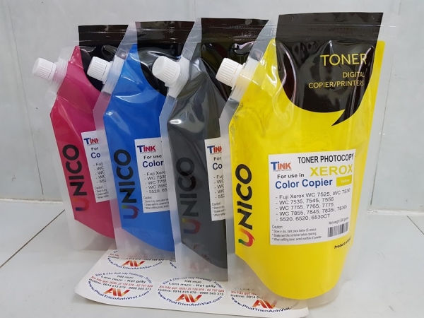 Unico mực màu vàng Yellow nạp photocopy Fuji Xerox màu C3370 WC 7525 7530 7535 7545 7556 7830i 7835i 7845 7855-USA